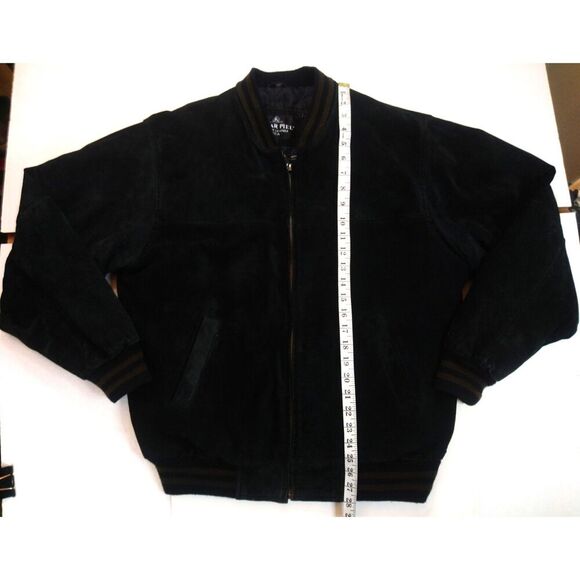 Vntg Jacket Men's Oscar Piel Perfect Leather Suede Jacket Small Black Zip Lined - Picture 4 of 8